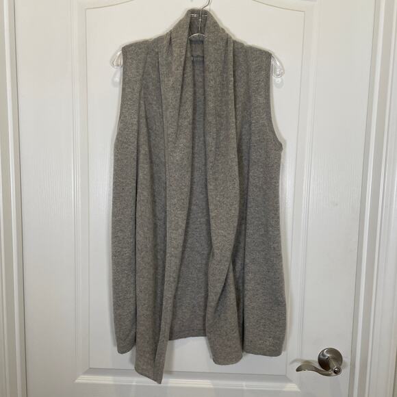 "In Cashmere" 100% Gray Open Front Vest Layering Drape Minimalist Cozy M - Picture 1 of 4